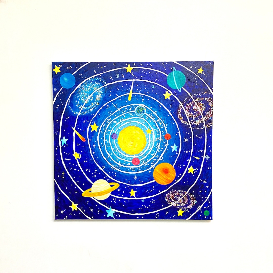 Solar System Painting, Space Themed Decor, Kids Room, Nursery, Game