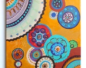 Whimsical abstract painting, 12" square acrylic painting, abstract home decor wall art