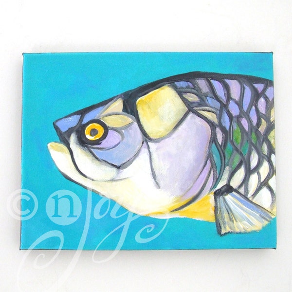 Fisch Malerei, TARPON KOPF, 8x10 Tropical Fish Art