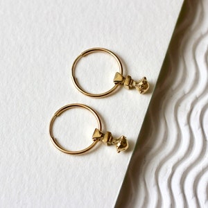 Classical Drop Hoops - Custom hand sculpted 18ct Gold Fill / Silver Dangle Drop Hoops , Recycled Metal, Sustainable Jewellery, Free Shipping