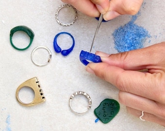 Premium Ring Making Kit / Alle Werkzeuge, Materialien & Anleitungen, um Ihr eigenes Ringdesign zu schnitzen! / Recyceltes Silber / gegossen + poliert in London, UK