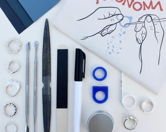 Eco-Friendly Ring Making Kit / Digital Guide, Tools, Materials & Tutorials to Carve your own Ring / Recycled Silver / Finished in London, UK