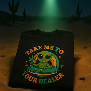 Maglietta grafica Alien Vibes: divertente maglietta unisex in cotone per festival - Portami dal tuo rivenditore - Regalo per gli amici