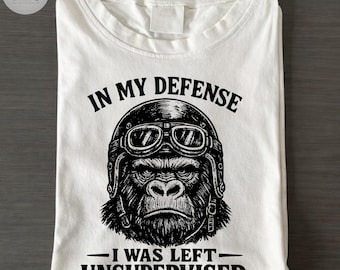Funny Monkey in My Defense I Was Left Unsupervised SVG PNG | Sarcastic Gorilla Funny Shirt Design | Adult Humor Cricut