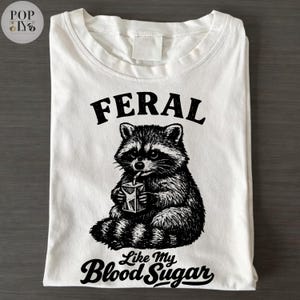 Diabetes Awareness Racoon Feral Like My Blood Sugar Note Funny Diabetes PNG SVG Shirt Design Sublimation SVG Gift