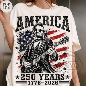 Abraham Lincoln Playing Guitar 4th July 250th Anniversary PNG Funny Patriotic 4th July Vintage USA Musician Design