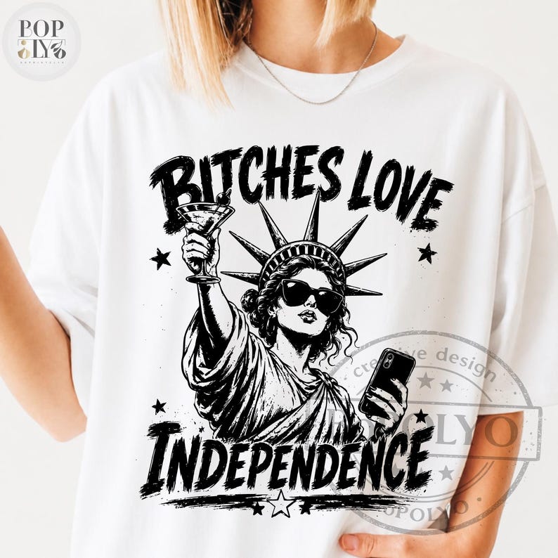 Bitches Love Independence Funny 4th Of July PNG SVG, Retro Patriotic Shirt Design, USA Sublimation File image 4