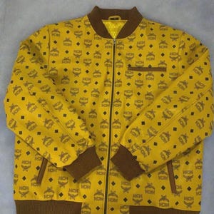 MCM Style Monogram Leather Bomber Jacket - Unisex Streetwear
