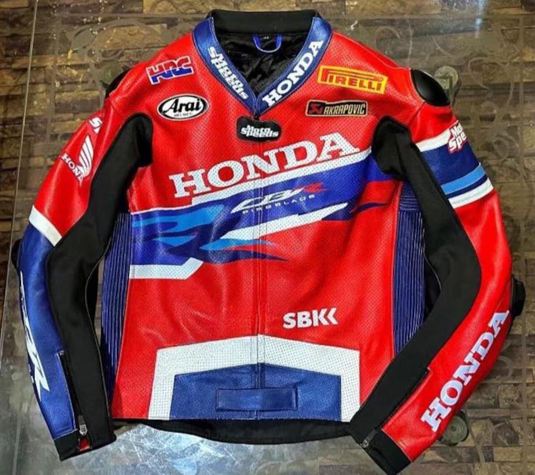 Honda Jackets HRC Racing Leather Jacket Mens Honda Jacket Premium Biker ...