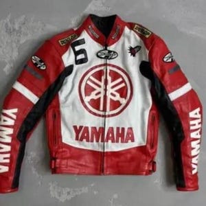 Yamaha Leather Jacket Red White - Etsy