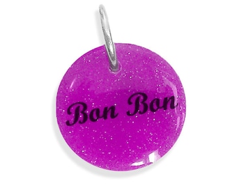 GLOW Pet Tag - Small Cat and Dog ID Tag - Purple or Custom Color - Handmade Cute Pet Charm - Waterproof Pet Collar Accessory - Name Tag ID