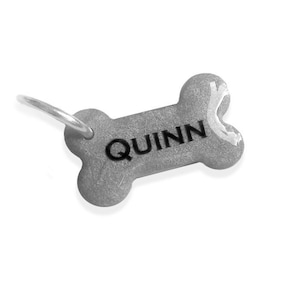 Silent Small Bone Dog Tag - Glow in the Dark - Mini Size Custom Dog Pet ID - Male Dog Collar Accessory - Handmade Waterproof & Cute Dogtag