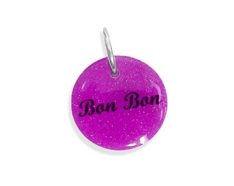 GLOW Pet Tag - Small Cat and Dog ID Tag - Purple or Custom Color - Handmade Cute Pet Charm - Waterproof Pet Collar Accessory - Name Tag ID