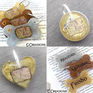 LOTR Hund & Katze ID Tag Kleine runde Gold DogTag Karte von Mittelerde und Der Eine Ring Inspiriert von Herr der Ringe n The Hobbit Accessoire Bild 9