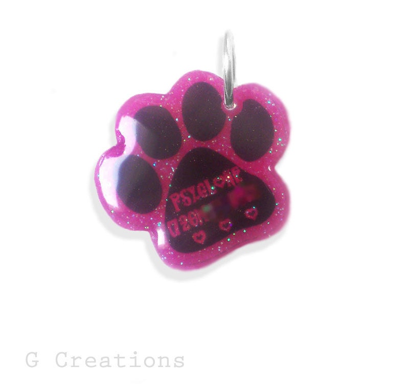 Paw Dog Tag Glow in the DARK Dog ID Pet Tag Resin Etsy