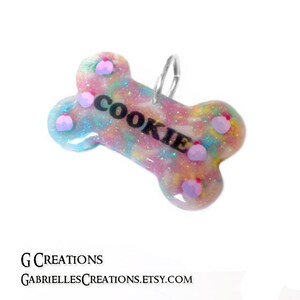 Fruit & Candy Sprinkles Bone Dog Tag Night Glow Personalized Custom Handmade Dog Pet ID Resin Colorful Glitter Collar Accessory image 3