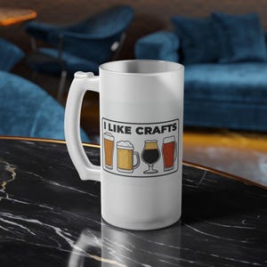 Frosted Glass Beer Mug, Fun Gift for Beer Lovers, Home Bar Decor, Craft Beer Enthusiast Mug, Unique Birthday Present, Party Accessory