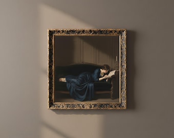 Vintage Wall Art – The Quiet Lady with Books | Digital Download Printable Art