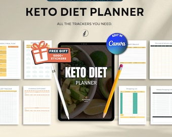 Keto Diet Planner, Meal Planner, Macronutrient Tracker,Weight Loss Tracker,Fitness Planner, Daily Food Journal, Grocery List, Health Tracker