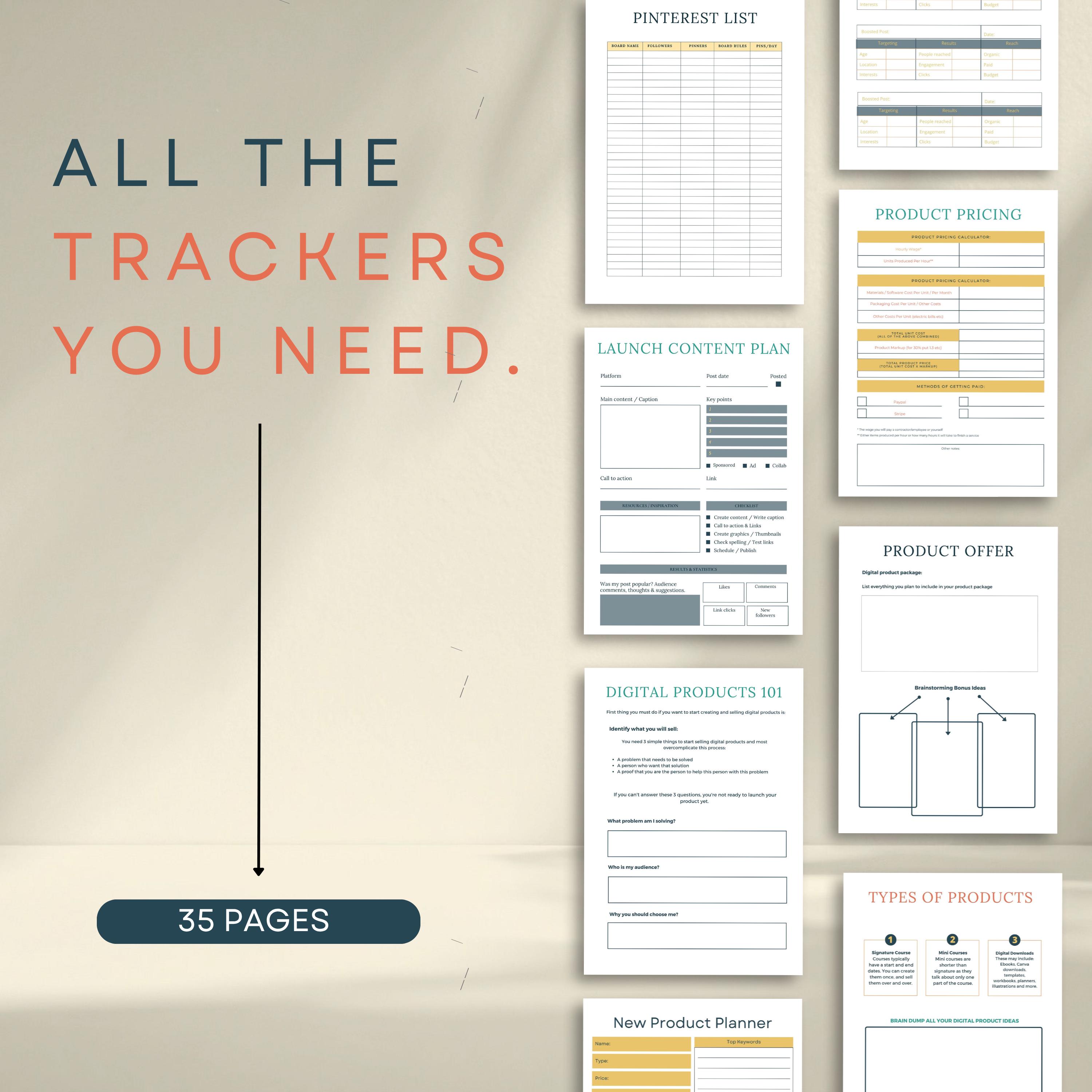 Digital Product Planner Printable & Canva Template | Online Business ...