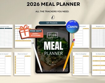 2026 Meal Planner Calories Tracker Macro Tracker Weight Loss Snacks Dinner Lunch Breakfast Favorite Foods Grocery List Fasting Log To Do