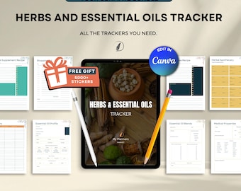 Herbs & Essential Oils Tracker, Herbal Journal, Apothecary Planner, Foraging Journal, Essential Oil Inventory,Natural Remedies Log,Printable