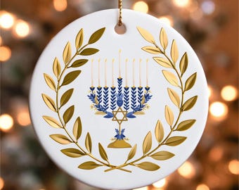 Hanukkah Ornament, Jewish Holiday Decor, Menorah Ornament, Star of David Gift, Hanukkah Decoration, Judaica Ornament