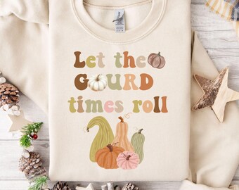 Gourd Vibes Only Sweatshirt, Retro Fall Pullover, Funny Thanksgiving Sweater, Cozy Autumn Crewneck, Pumpkin Gourd Top, Funny Fall Pun Shirt