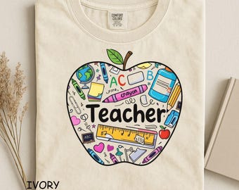 Lärare Äpple-tröja, lärar-t-shirt med äpple-design, grafisk lärar-tröja, gåva för läraruppskattning, tillbaka till skolan lärar-tröja