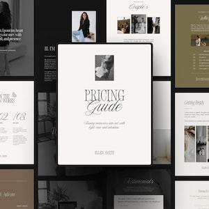 Plantilla de guía de precios para fotógrafos de bodas en Canva, paquete de bienvenida para clientes
