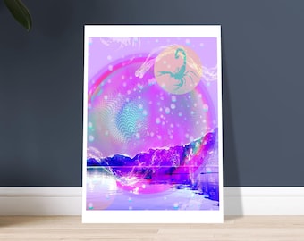 Scorpio Moon Giclée Art Print: Mystical Zodiac Astrology Poster