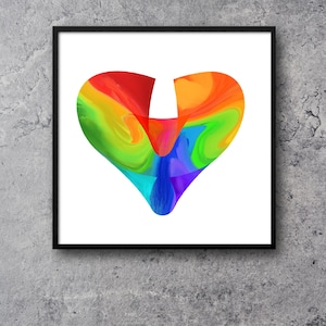 3D Rainbow Heart Painting Fine Art Print- Modern Painting- Queer Art- Anniversary Present