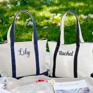 Spersonalizowana haftowana torba płócienna | Torba plażowa z zamkiem błyskawicznym