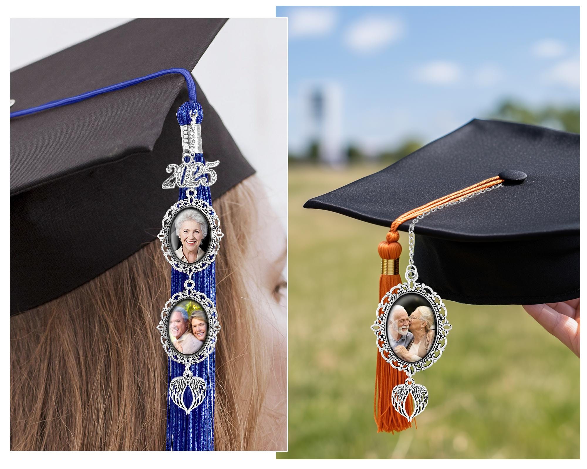 Graduation Photo Charm For Cap Tassel - Class Of 2025 Memorial Keepsake With Gem Accents