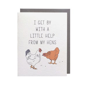Help From My Hens / Hens / Chickens / Friendship Cards / Funny Card / Gift for Her / Gift for Friend / Card Box / Blank Greeting Cards