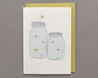 Firefly Mason Jar / Summer / Nostalgia / Blank Greeting Card / Card Box