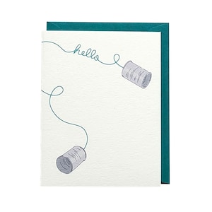 Tin Can Hello / Long Distance / I Miss You / Card for Friend / Friendship / Relationship / Love Card / Blank Greeting Card