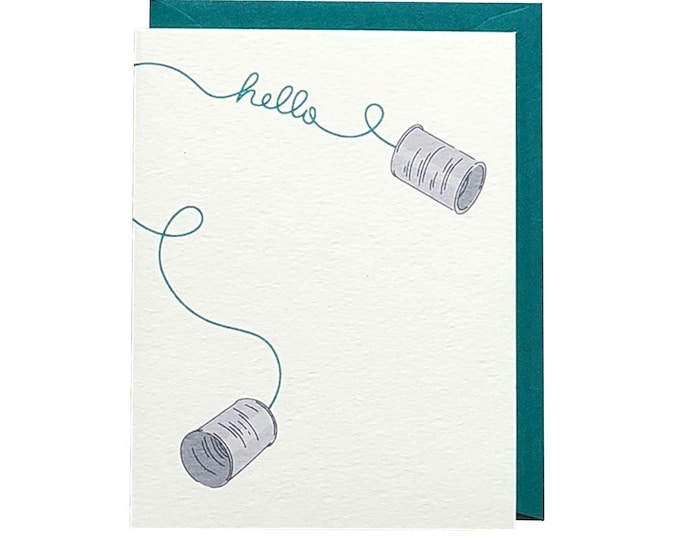 Tin Can Hello / Long Distance / I Miss You / Card for Friend / Friendship / Relationship / Love Card / Blank Greeting Card