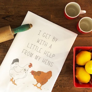 Hen Kitchen Towel / Chickens / Farmhouse Decor / Friendship / Tea Towel / Gift for Friend / Rustic / Chicken Art / Hens / Kitchen Decor