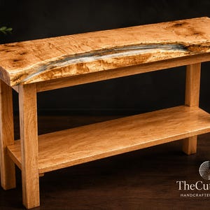 Bigleaf Maple Burl Resin Console Table | Handmade Live Edge Entryway and Sofa Table