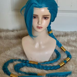 League Of Legends Jinx Cosplay Wig | - - Cosplay Su Misura - Foto 4