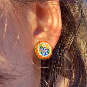 Glass Mosaic Earrings Round
