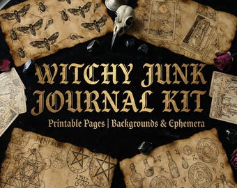 Witchy Junk Journal Kit, Grimoire Pages, Occult Ephemera (Digital Download)