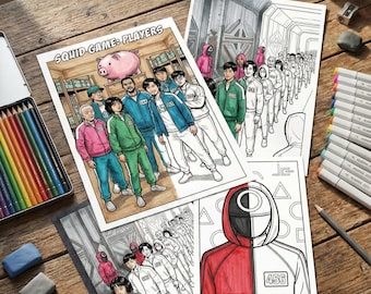 Squid Game Coloring Pages | Printable K-Drama Survival Game Art | Instant Download PDF