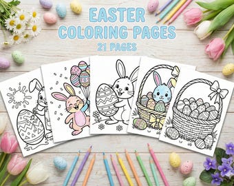 Easter Coloring Pages for Kids | Bunnies, Chicks & Eggs (PDF)