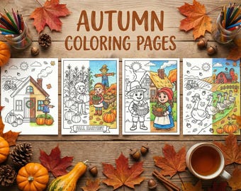 Thanksgiving Coloring Pages for Kids | Turkey, Pumpkin (Digital PDF)