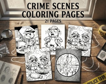 Crime Scene Coloring Pages for Adults | Funny True Crime Gift | Cute Horror Animal Coloring Book | True Crime coloring book| PDF Download