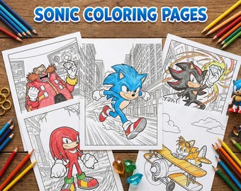 40 Printable Sonic Coloring Pages Pack | Sonic the Hedgehog Digital Download | Kids Activity Book