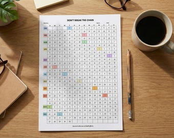 Póster de seguimiento de hábitos de 365 días, Calendario "No rompas la cadena" 2026, Arte mural minimalista para seguimiento de objetivos, Seguimiento diario de la disciplina