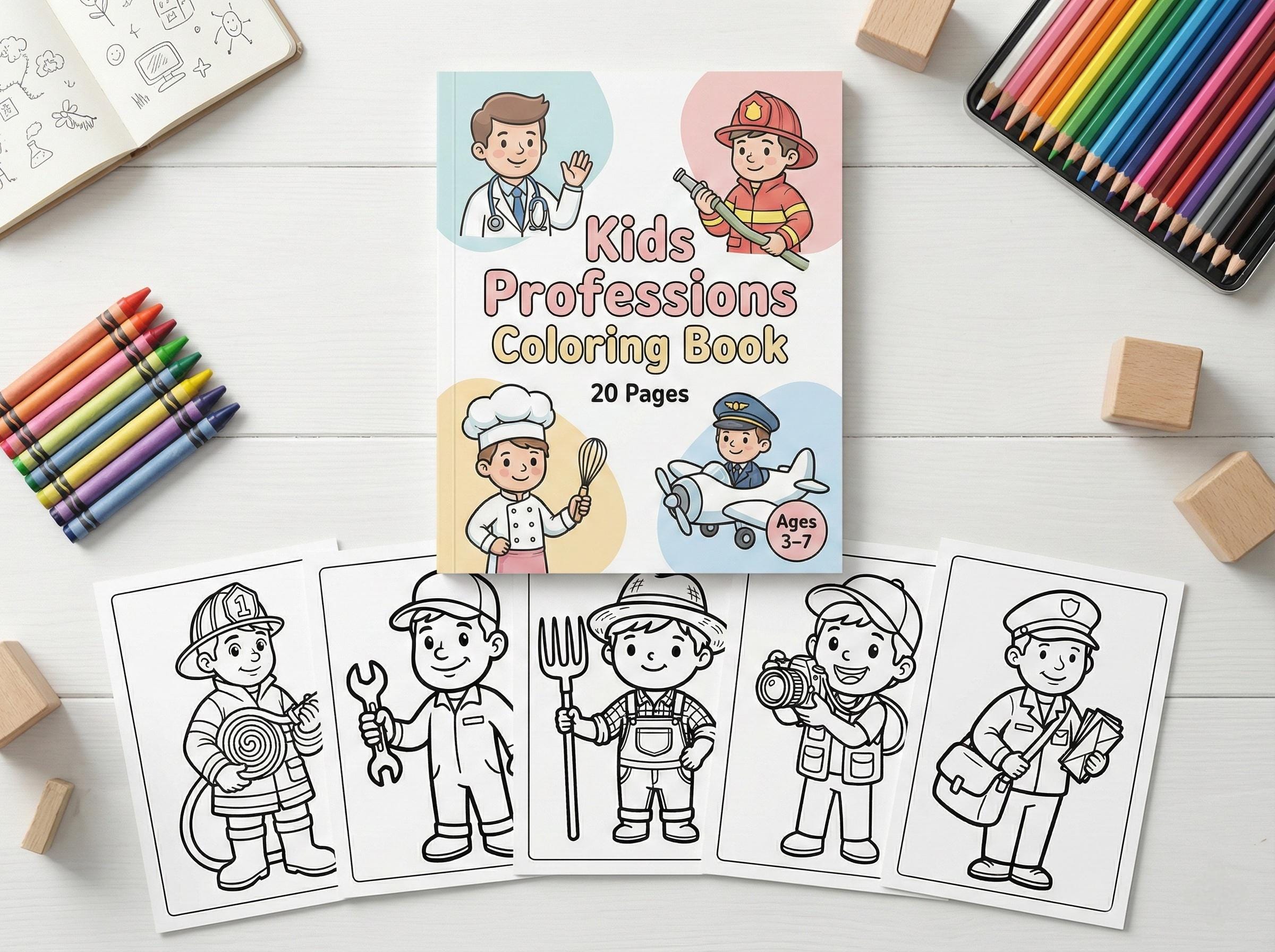 Pcf Printable Kids Professions Coloring Pages | Career Coloring Book for Kids ...